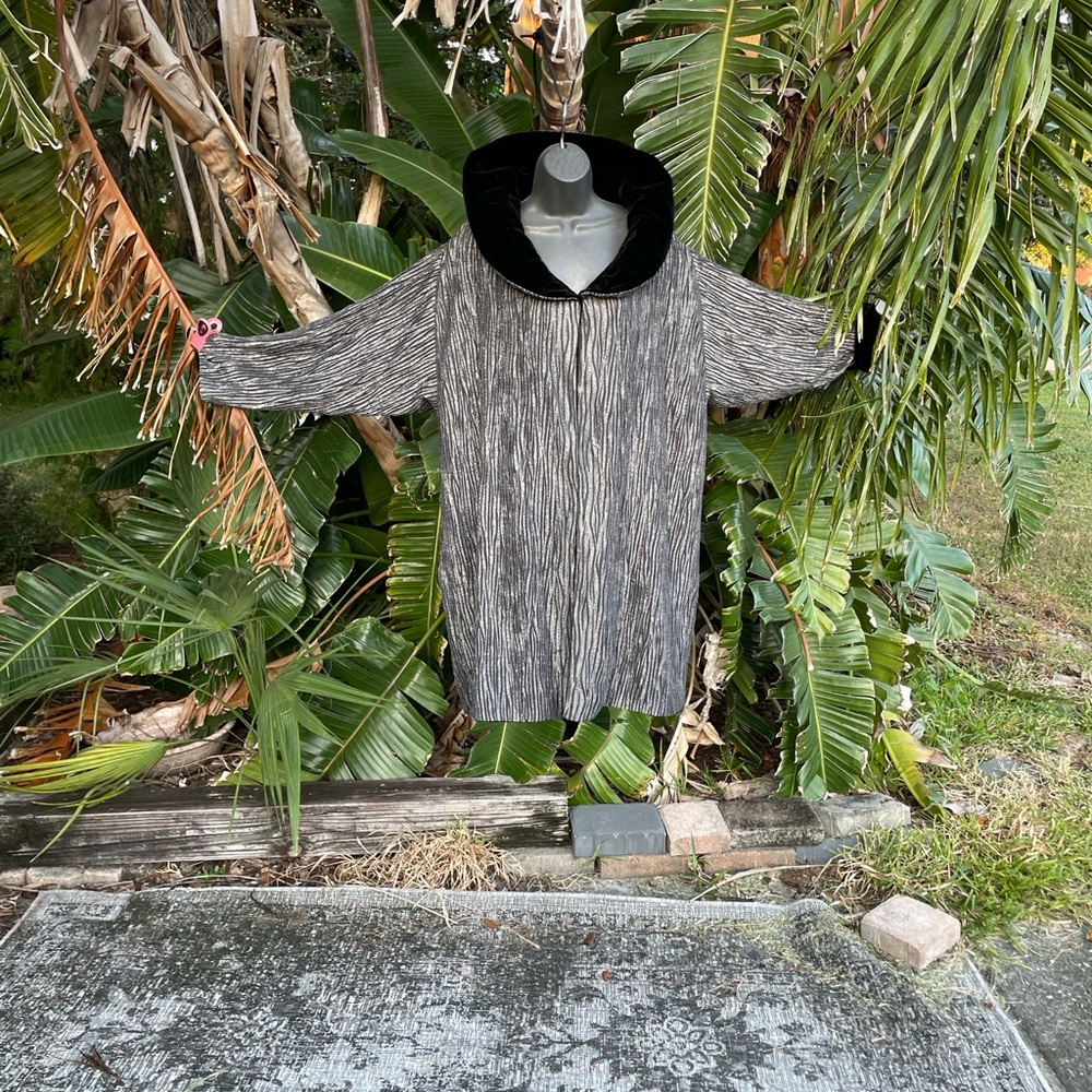 Reversible, black velvet and silver Randolph Duke swing coat